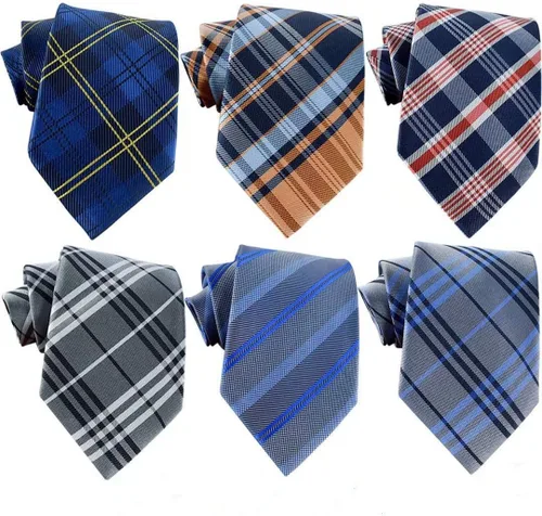 Vista 26 de WeiShang Lote de 6 corbatas clásicas de seda para hombre, corbatas tejidas jacquard