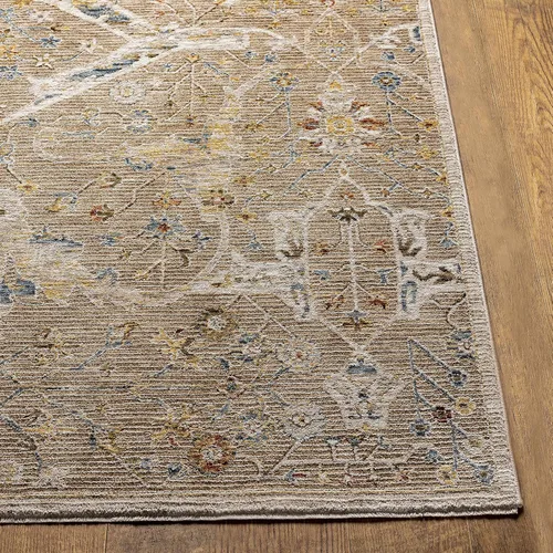 Vista 4 de Hauteloom Kunzite - Alfombra de área para sala de estar, dormitorio, borde de medallón floral geométrico envejecido, tradicional oriental de Marrón