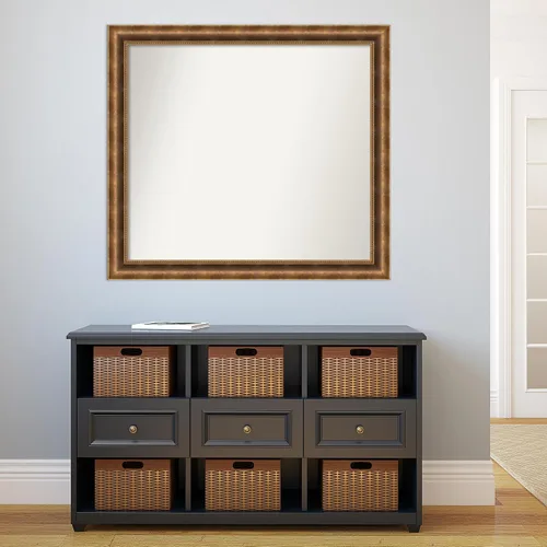 Vista 1013 de Amanti Art Espejo de pared personalizado no biselado (25 x 25 pulgadas), marco de bronce acentuado, varios tamaños personalizados, espejo de baño
