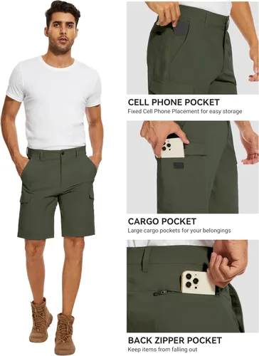 Vista 5 de PULI Pantalones cortos de golf para hombre, elásticos, casuales, ligeros, de secado rápido, con bolsillos