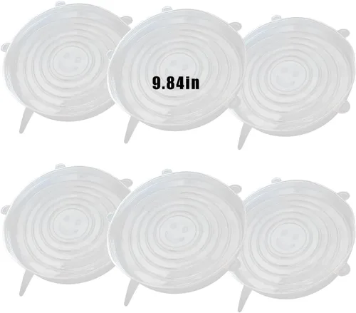 Vista 8 de Tapas elásticas de silicona, 6 piezas, 2.56 pulgadas Reusable and Durable, Silicone Container Covers, Food Storage, Expandable Bowl Covers