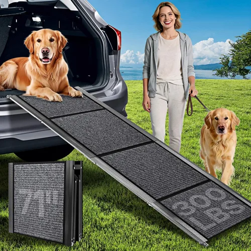 Vista 9 de Rampa para perros de 67 x 17 pulgadas, rampa para perros para automóvil, rampas plegables para mascotas, escaleras para perros de hasta 250 libras