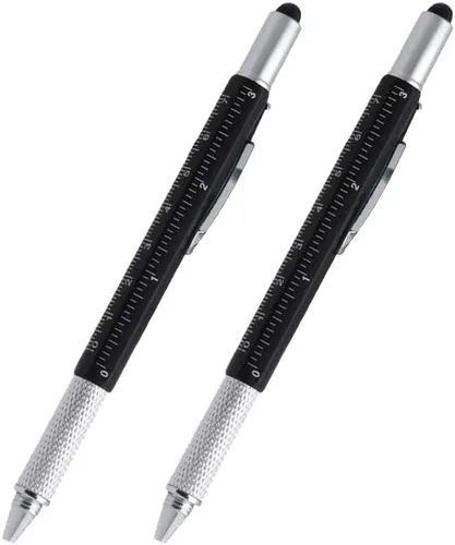 Vista 11 de Lápiz capacitivo, 7 en 1 multiherramienta para pantalla táctil, bolígrafo, regla, nivel, destornillador Phillips y cabeza plana (paquete de 3 negro)