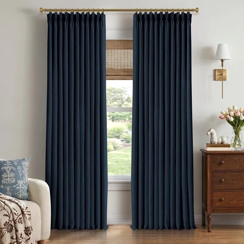 Vista 21 de CAPALOCA Cortinas extra de 60 pulgadas de ancho 100% opacas de 96 pulgadas Desnudo Natural