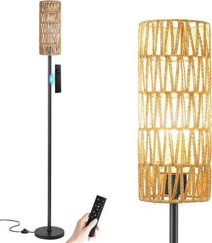 Vista 9 de Ambimall Lámparas de pie de 64 pulgadas para sala de estar con control remoto y colores regulables continuos, temperatura y brillo, lámpara de pie