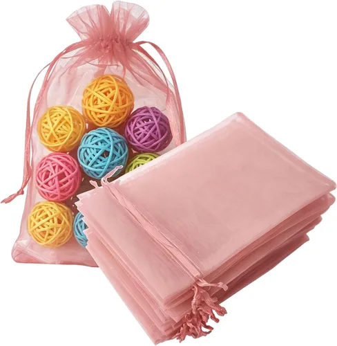 Vista 13 de Juego de 50 bolsas de organza de regalo con cordón azul aguamarina de 4 x 6 pulgadas para baby shower, Navidad, boda, recuerdos de fiesta, despedida