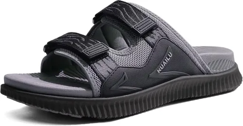 Vista 10 de KuaiLu Sandalias ortopédicas para hombre, atléticas, gruesas, para recuperación, deporte, correa ajustable, puntera abierta, sandalias para caminar