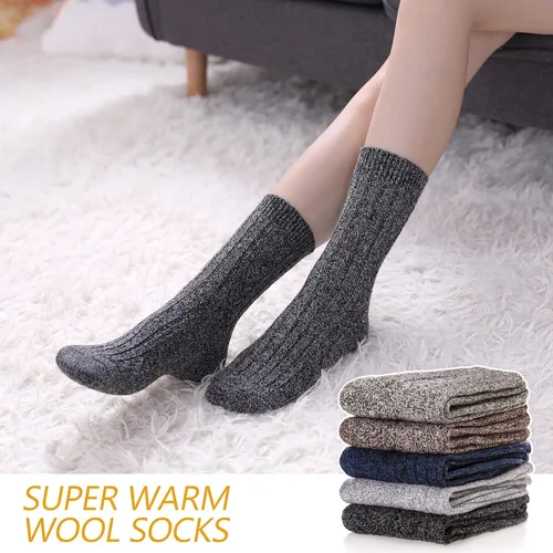 Vista 3 de MQELONG Womens 5 Pairs Soft Thick Comfort Casual Cotton Warm Wool Crew Winter Socks
