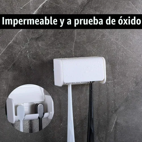 Vista 5 de Patelai 2 soportes para cepillos de dientes montado en la pared con cubierta, 2 ranuras autoadhesivas para cepillos de dientes eléctricos