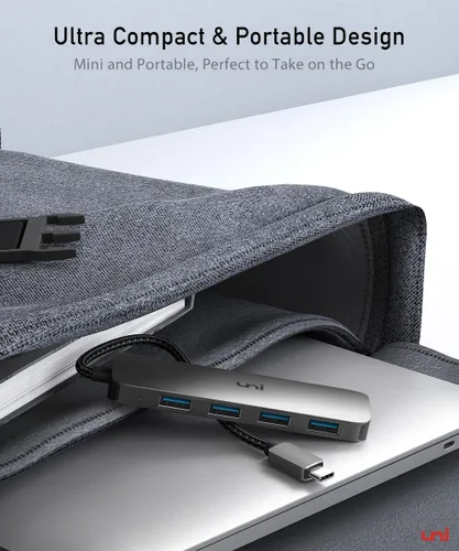 Vista 8 de uni Adaptador multipuerto USB C a USB Hub, divisor USB C de aluminio de 4 puertos para laptop, Hub USB de datos Thunderbolt 3/4 delgado compatible