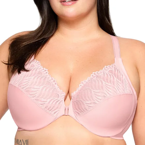 Vista 11 de Glamorise - Brasier para mujer con cierre frontal, espalda en T y varillas Wonderwire, #1246 Negro