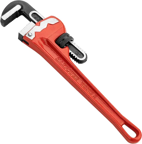 Vista 9 de MAXPOWER Llave de tubo recto de 12 pulgadas, llave de fontanero ajustable resistente, herramienta de plomería de acero tratado térmicamente