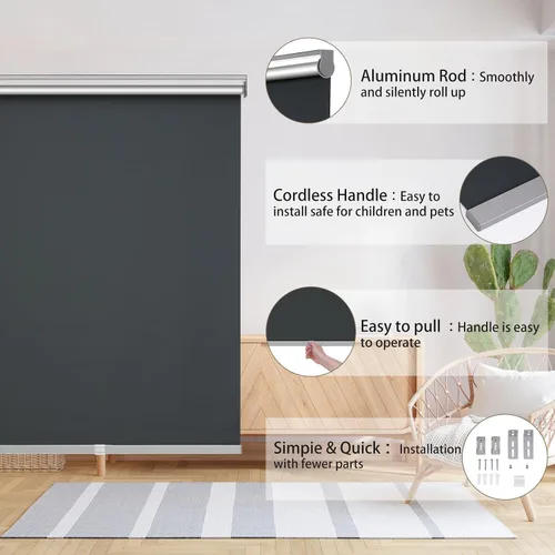 Vista 6 de Changshade Persianas Enrollables 100% Opacas para Ventanas, Oscurecimiento de Habitación con Aislamiento Térmico Persianas de Ventana Desplegables