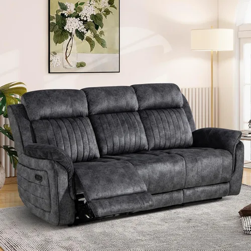 Vista 13 de Sofá reclinable eléctrico con gravedad cero, sillón reclinable eléctrico con reposacabezas ajustable, carga inalámbrica, puertos USB/C, sofá Azul