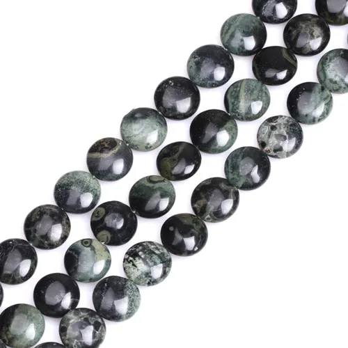 Vista 6 de GEM-Inside - Cuentas sueltas de ágata negra natural de 0.630 in, moneda de cristal de rayas energéticas para hacer joyas, 15 pulgadas