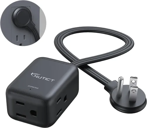 Vista 15 de NUTICT Cable de extensión corto de 6 pulgadas, extensor de 3 salidas con protector de sobretensiones 900J, 15A/1875W, certificado ETL, divisor