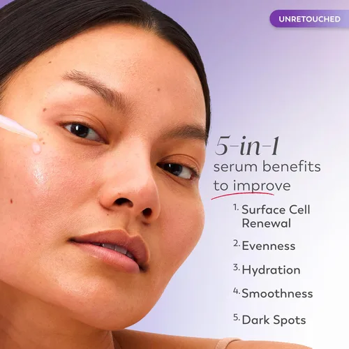 Vista 2 de Olay Super Serum Night Repair, tamaño de prueba sin fragancia, niacinamida, péptido, ácido salicílico y láctico, glicerina, beneficios