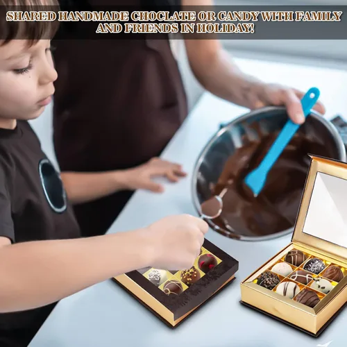 Vista 4 de Bumlon Cajas de chocolate vacías, cajas de trufas con divisores, caja de chocolate con ventana y cierre magnético para chocolate hecho a mano, mini