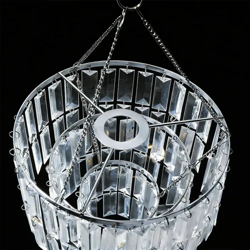 Vista 5 de Lámpara de Araña Moderna con Pantalla y Cable de Luz con Enchufe - Accesorio de Iluminación de Lámpara de Araña Cromada - Pantalla de Techo Colgante