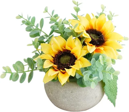 Vista 19 de Small Artificial Blue Rose Potted Plant, 2 Pcs Mini Faux Decor 2 piezas azules