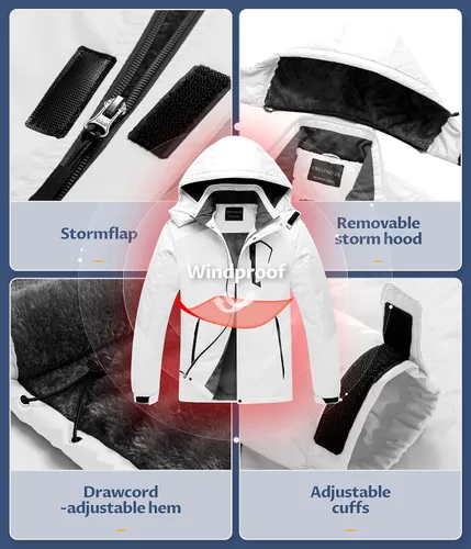 Vista 5 de CREATMO US Chaqueta de esquí impermeable de montaña para hombre, resistente al viento, abrigo de invierno cálido para snowboard