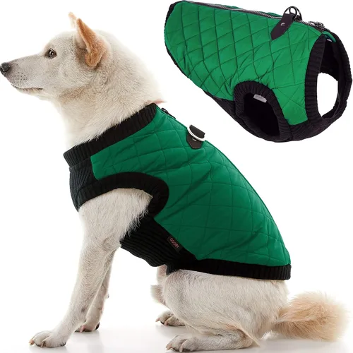 Vista 23 de Gooby – Chaleco de moda para perro, chaqueta negra, talla XS – cálido chaleco bomber con cremallera y doble anillo en D para correa – suéter