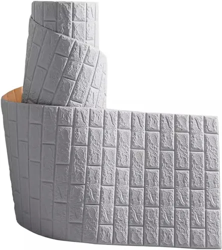 Vista 4 de SOVORM Paneles de pared de ladrillo de 32.8 ft, papel tapiz de espuma 3D blanco para despegar y pegar para dormitorio, sala de estar y decoración