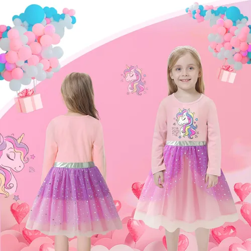Vista 7 de VASCHY Lindo traje casual de manga larga para niñas de otoño y primavera, talla 3-10T