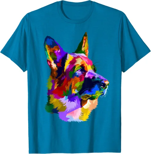 Vista 63 de Camiseta con retrato de pastor alemán para dueños de perros, Negro, S