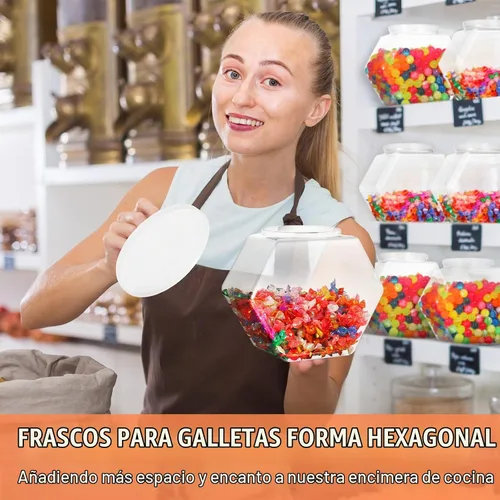 Vista 4 de EBOOT - 4 tarros de plástico de 29 onzas con tapa hexagonal para galletas