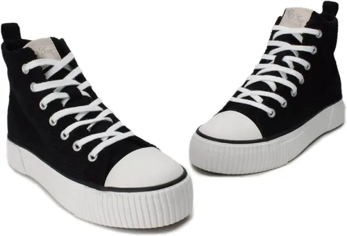 Vista 6 de PepStep Women's Fashion Platform High Top Sneakers, Cute Corduroy or Faux Lamb's Fur UpperMemory Foam Insole,Trendy Slim Shoe Lace