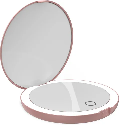Vista 12 de LUNA London Compact Travel Mirror Travel Makeup Mirror with Light LED Lighted Vanity Mirror with 3 Light Modes 7X Magnification Folding Chalk