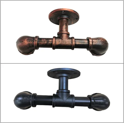 Vista 4 de Lámpara de pared de tubo de agua de 2 luces, estilo retro, industrial, para montaje en pared, lámpara de pared de metal Steampunk, estilo vintage