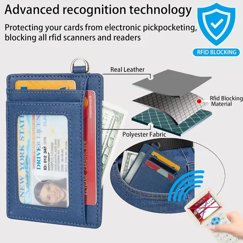 Vista 6 de Pequeñas carteras delgadas con bloqueo RFID para tarjetas de crédito, para hombres y mujeres