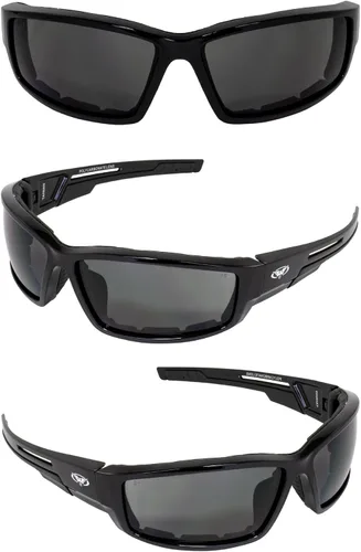 Vista 4 de Global Vision Sly - Gafas de sol acolchadas de espuma para motocicleta, montura negra Humo