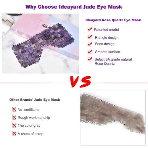 Vista 5 de ideayard Máscara de ojo de amatista y máscara facial de cuarzo rosa 100% Jade natural Calmar Piedra Máscara de ojos de cuarzo rosa Máscara facial
