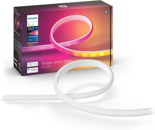 Vista 11 de Philips Hue Kits de base de tira de luz LED inteligente para interiores de 6 pies con enchufes, efecto multicolor fluido, paquete de 2, control