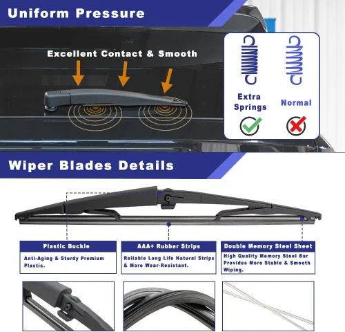 Vista 4 de Conjunto de limpiaparabrisas trasero compatible con Jeep Commander 2006-2010, repuesto 5174877AA, 05174877AA, 55156514AB, 05174876AA
