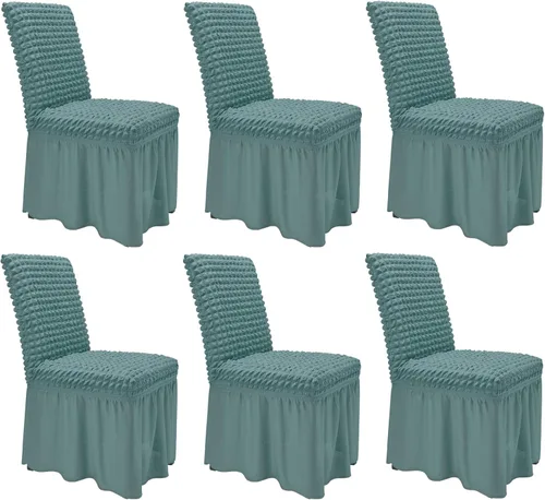 Vista 52 de NICEEC - Juego de 2 fundas para sillas de comedor de alta elasticidad, fundas removibles para sillas de comedor con falda, fundas protectoras