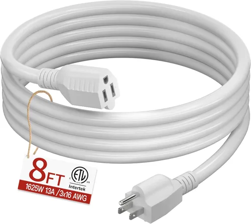 Vista 13 de Cable de extensión corto de 16/3 de 1 pie, cable de extensión negro flexible y duradero, cable de alimentación de 3 clavijas para interiores