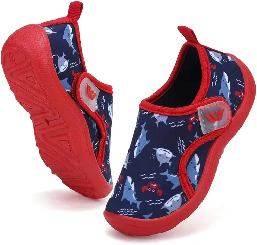 Vista 2 de FANTURE Zapatos de agua para niños y niñas, lindas sandalias acuáticas, playa, piscina, parque acuático, tenis acuáticos, para niños pequeños