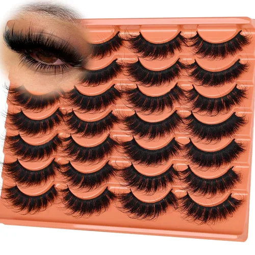 Vista 9 de Pestañas postizas de visón con volumen que parecen extensiones glamorosas y rizadas, paquete de 5 pares