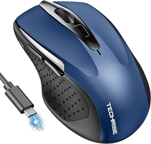 Vista 12 de TechRise Ratón Bluetooth (BT5.0/3.0 y 2.4G) Ratón inalámbrico recargable, seguimiento óptico de 4800 DPI, 6 DPI ajustables, 2.4GHz con receptor USB
