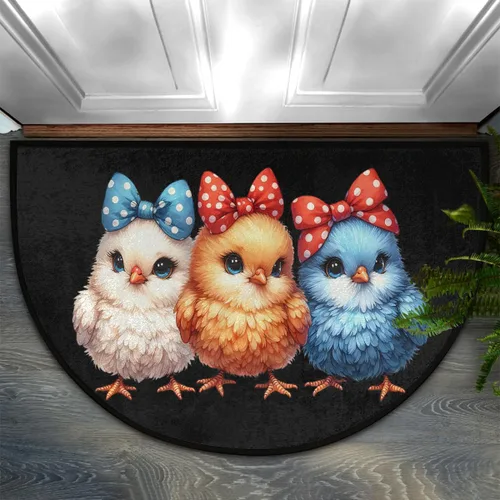 Vista 12 de Felpudo Semicircular de Animales Libélula Boho Lavable Tapete Semicírculo Antideslizante Absorbente Alfombras de Media Luna para Entrada