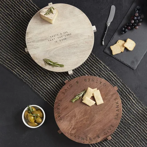 Vista 5 de Creative Brands Faithworks - Tabla redonda de madera de mango para charcutería, 11 pulgadas, Taste and See