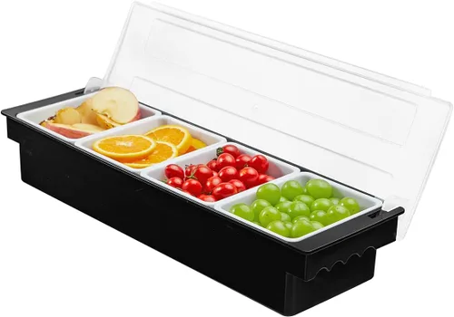Vista 10 de Bandeja de servir enfriada con hielo, ollas de condimentos de 3 compartimentos (3 compartimentos)