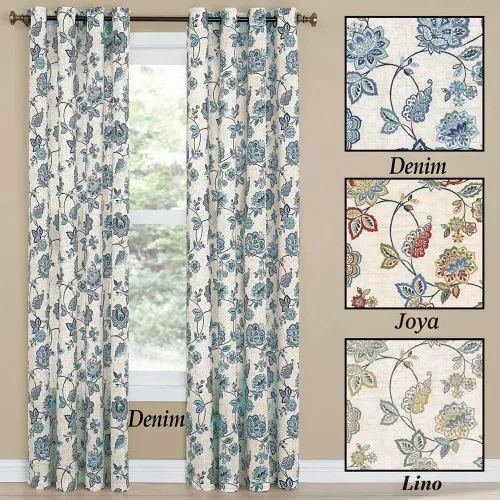 Vista 2 de Renaissance Home Fashion Collections Etc Colette panel de cortina con ojales estampado, 52" x 84", lino