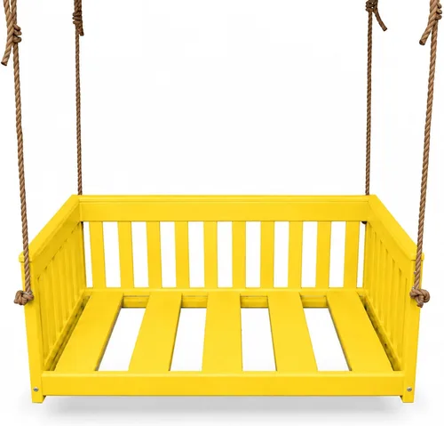 Vista 22 de Amish Made Antique Mahogany Mission Swing, Made in USA Deep Seating Mission Collection HDPE Poly Lumber Porch Swing with Rope, All-Weather Outdoor