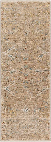 Vista 9 de Hauteloom Kunzite - Alfombra de área para sala de estar, dormitorio, borde de medallón floral geométrico envejecido, tradicional oriental de Marrón