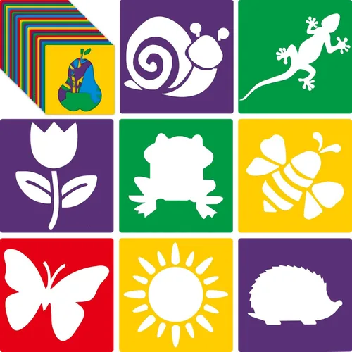 Vista 8 de Epakh 24 Piezas Plantillas para Niños, Plantillas de Dibujo de 8 Pulgadas, Plantilla de Tiza, Grande, Lavable, Geométrica y Temática de Jardín